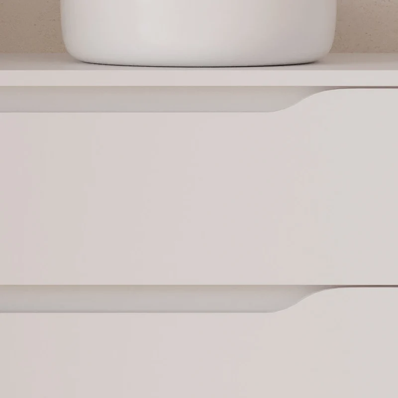 Meuble de salle de bain 80cm avec plateau et vasque à poser déportée à droite Ares - sans miroir - 2 tiroirs et un placard - ZARZA