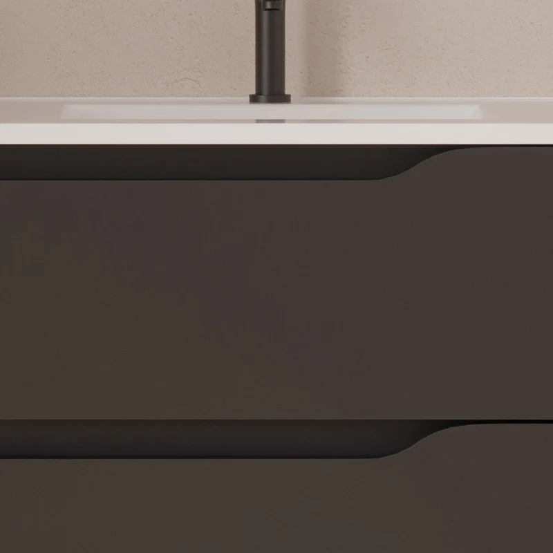 Meuble de salle de bain 80cm avec vasque déportée à droite - sans miroir - 2 tiroirs et un placard - ZARZA