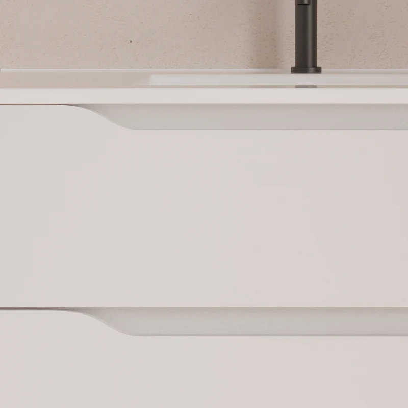 Meuble de salle de bain 120cm avec vasque déportée à gauche et miroir - 2 tiroirs et un placard - ZARZA