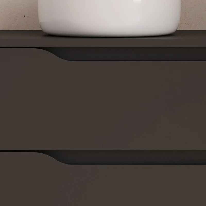 Meuble de salle de bain 100cm avec plateau, vasque à poser déportée à gauche Ares et miroir - 2 tiroirs et un placard - ZARZA