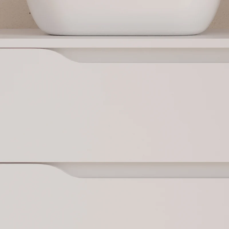 Meuble de salle de bain 100cm avec plateau et vasque à poser déportée à gauche Zeus - sans miroir - 2 tiroirs et un placard - ZARZA