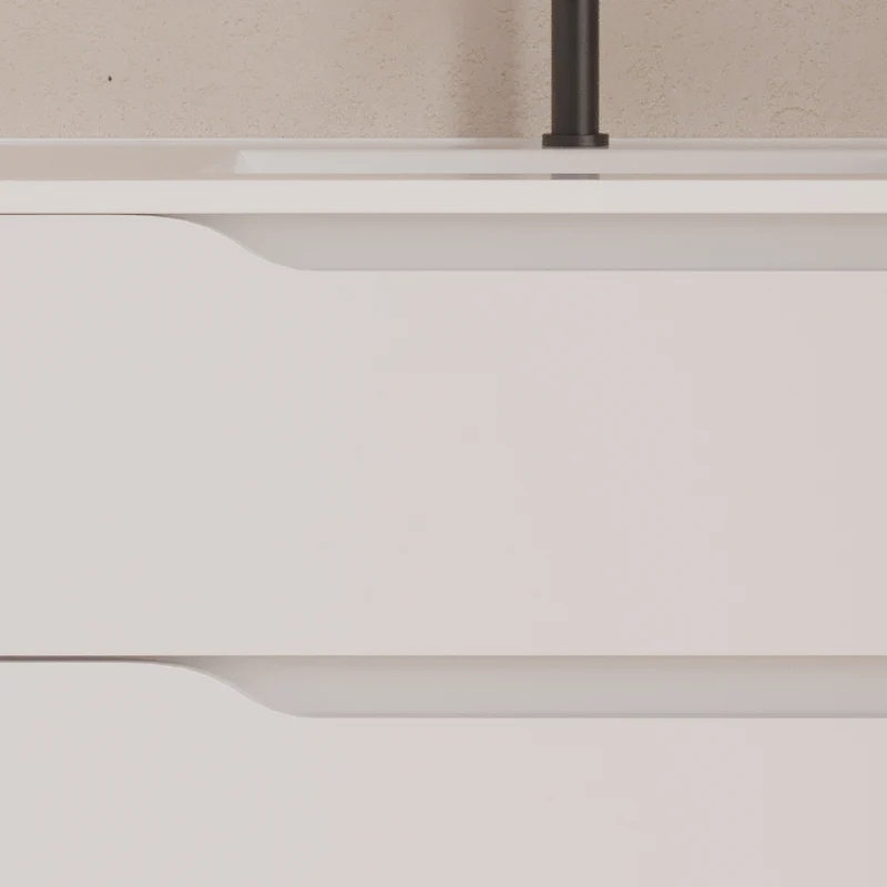 Meuble de salle de bain 100cm avec vasque déportée à gauche - sans miroir - 2 tiroirs et un placard - ZARZA