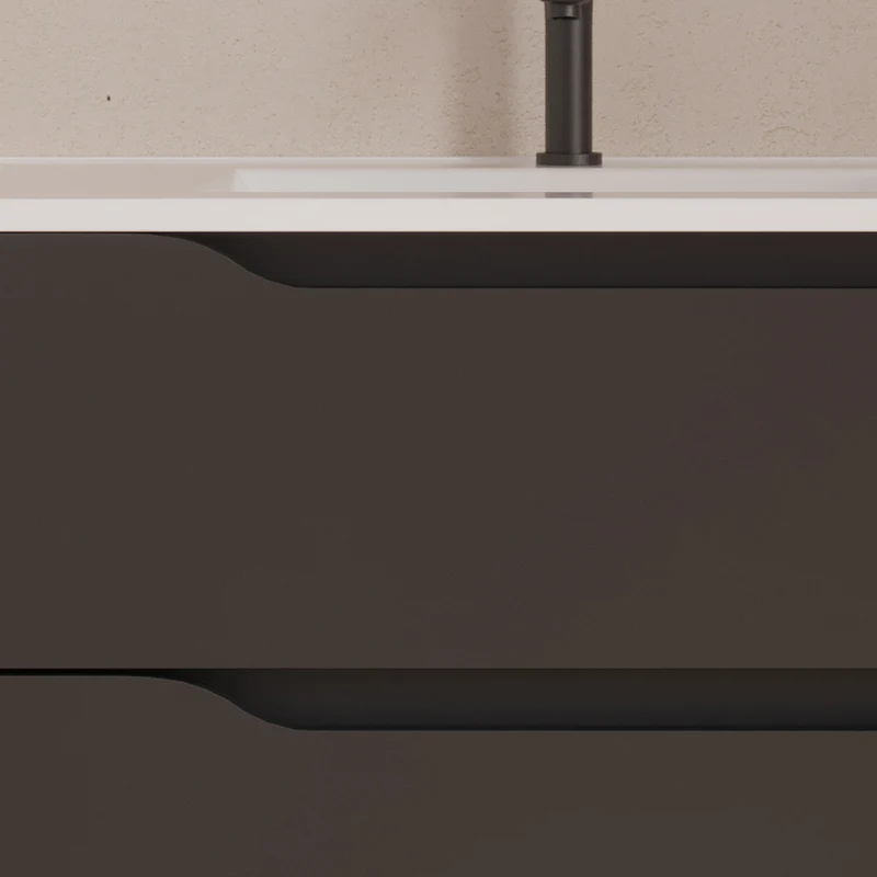 Meuble de salle de bain 100cm avec vasque déportée à gauche - sans miroir - 2 tiroirs et un placard - ZARZA