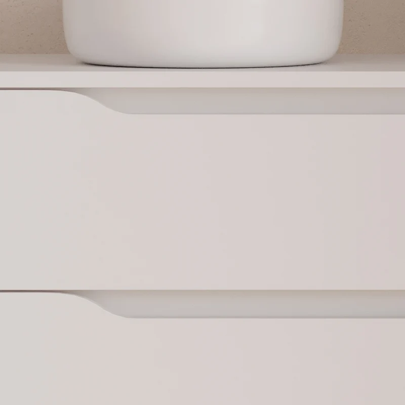 Meuble de salle de bain 80cm avec plateau et vasque à poser déportée à gauche Ares - sans miroir - 2 tiroirs et un placard - ZARZA