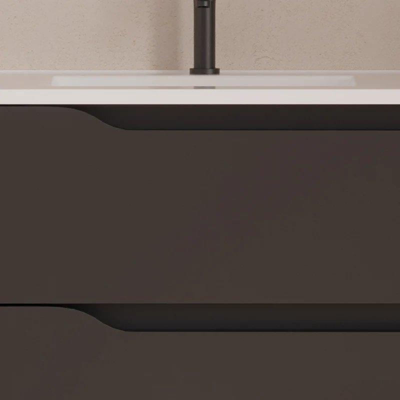 Meuble de salle de bain 80cm avec vasque déportée à gauche et miroir - 2 tiroirs et un placard - ZARZA