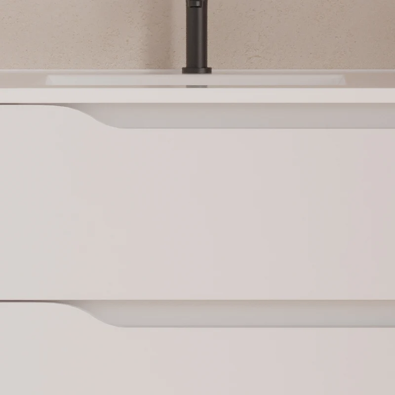 Meuble de salle de bain 80cm avec vasque déportée à gauche - sans miroir - 2 tiroirs et un placard - ZARZA