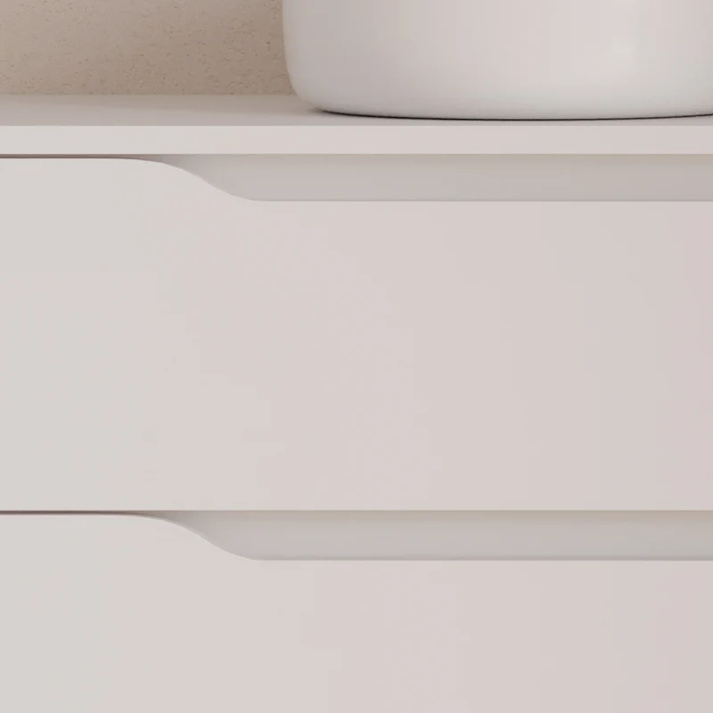 Meuble de salle de bain 80cm avec plateau et vasque à poser centrée Ares - sans miroir - 2 tiroirs et un placard - ZARZA