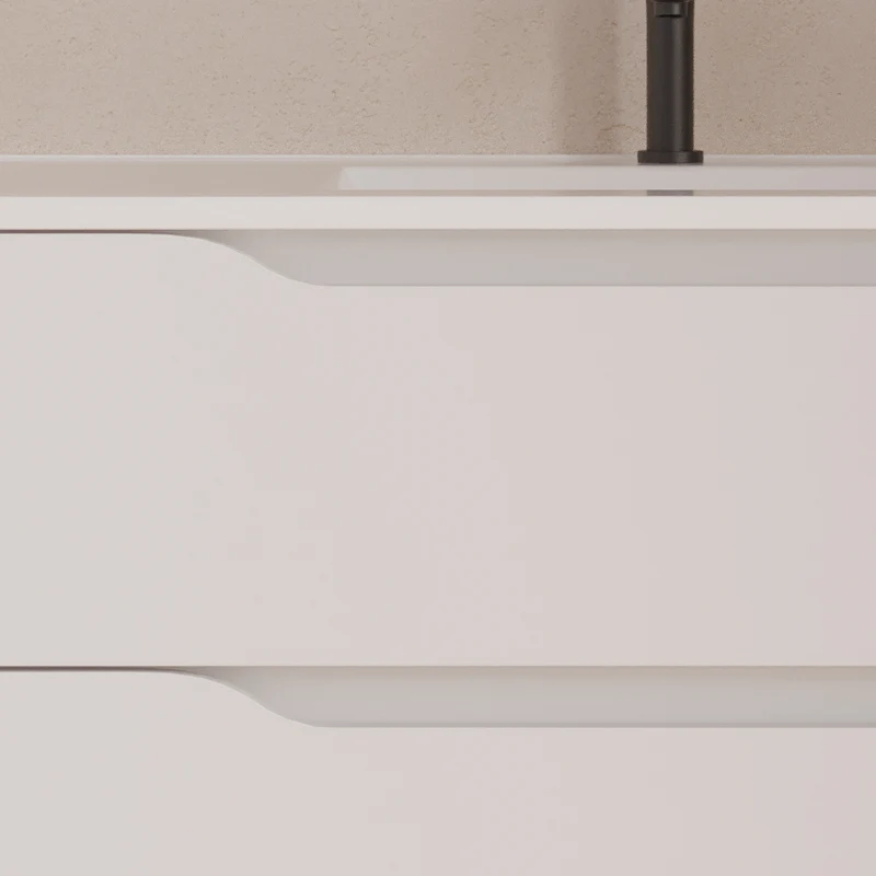 Meuble de salle de bain 80cm avec vasque centrée et miroir - 2 tiroirs et un placard - ZARZA