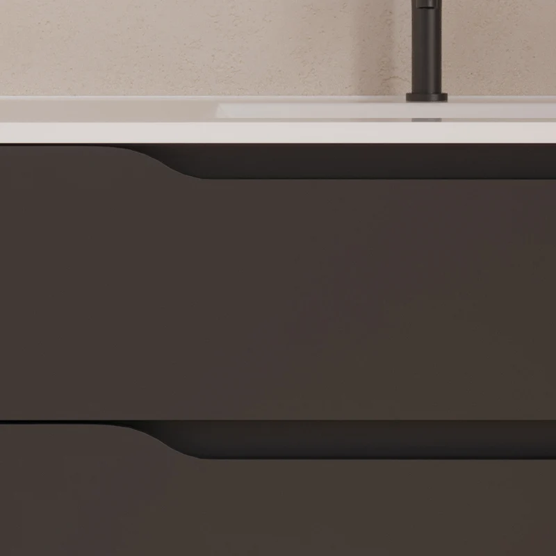 Meuble de salle de bain 80cm avec vasque centrée et miroir - 2 tiroirs et un placard - ZARZA