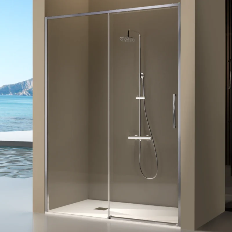 Mampara de ducha frontal + Puerta Corredera DELTA Cromado