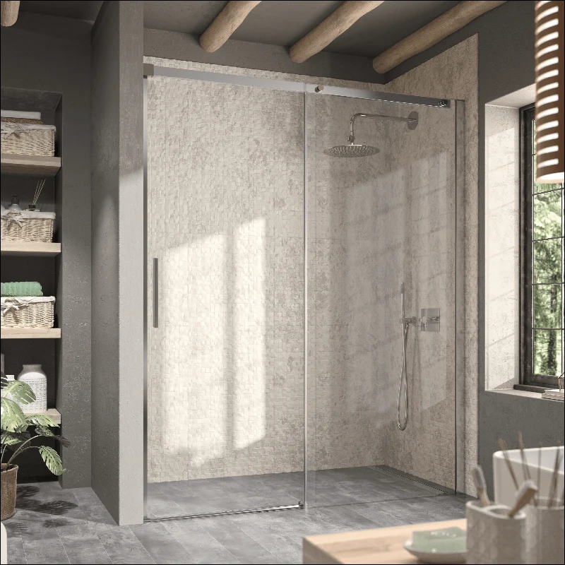 Mampara de ducha frontal + Puerta Corredera LUNA