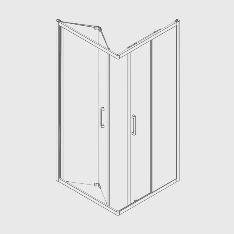 Mampara de ducha esquina Puerta Plegable + Puerta Corredera S300