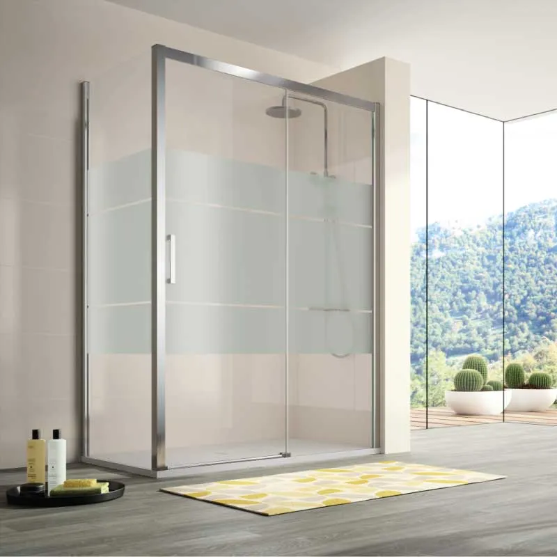 Mampara de ducha frontal + Puerta Corredera S400 Cromado