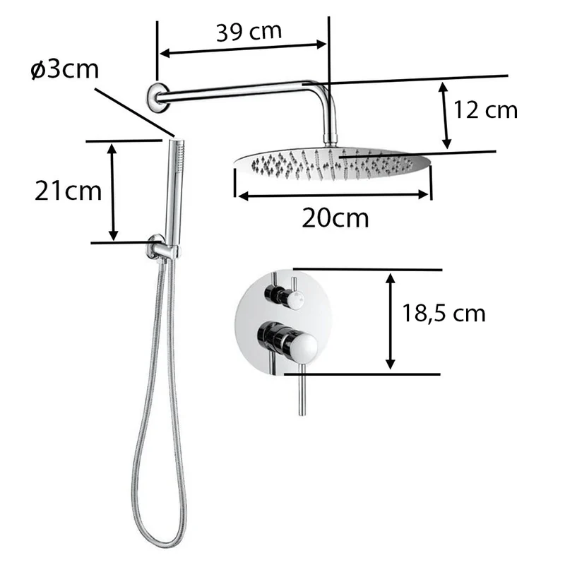 Conjunto de ducha empotrada monomando SLIGO cromado