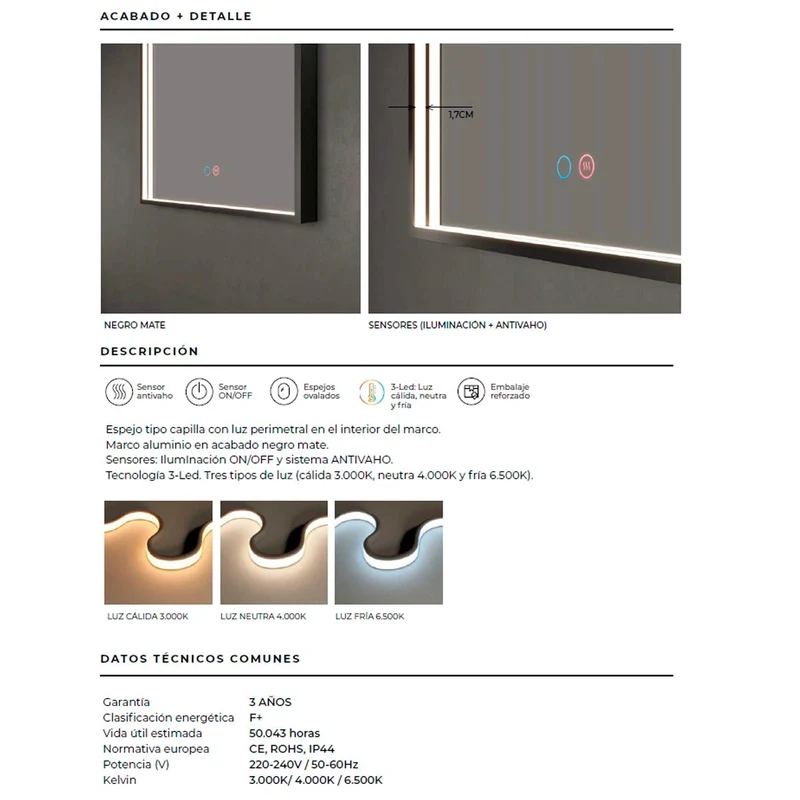 Espejo luz led indirecta Roma