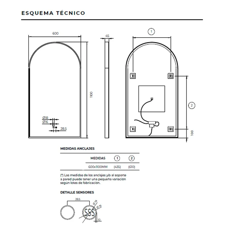 Espejo luz led indirecta Roma