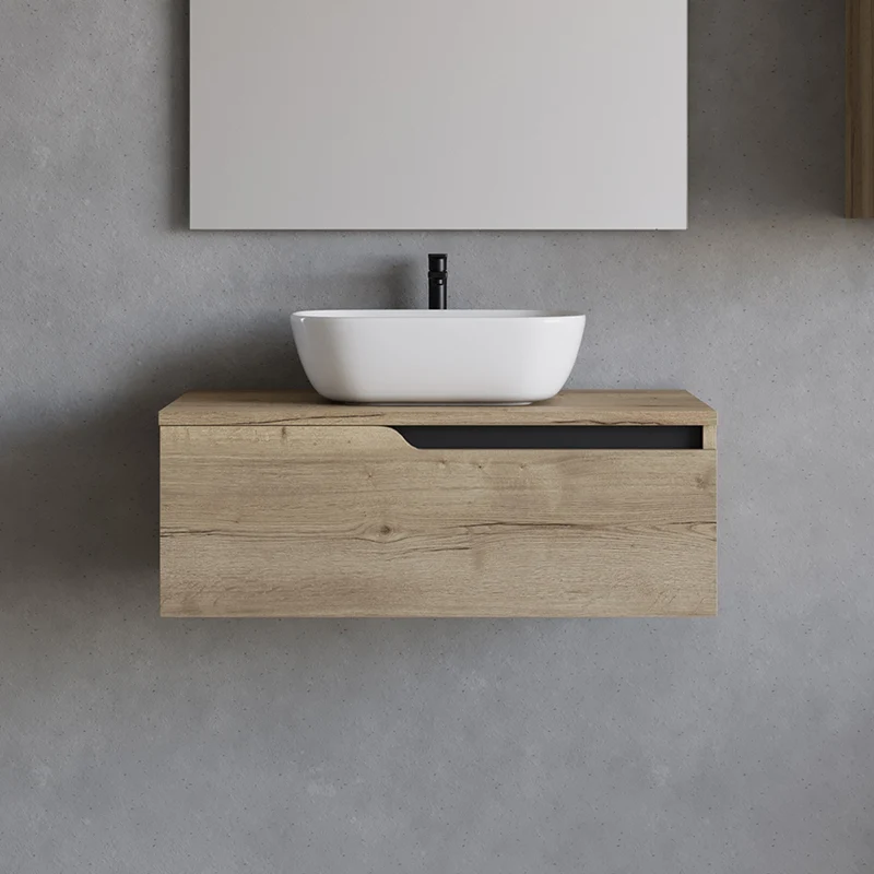Meuble de salle de bain 80cm avec vasque à poser arrondie - 1 tiroir - CADIX