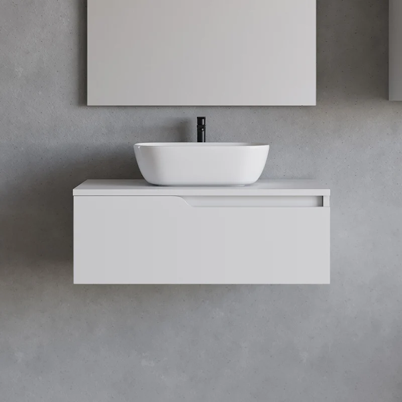 Meuble de salle de bain 80cm avec vasque à poser arrondie - 1 tiroir - CADIX