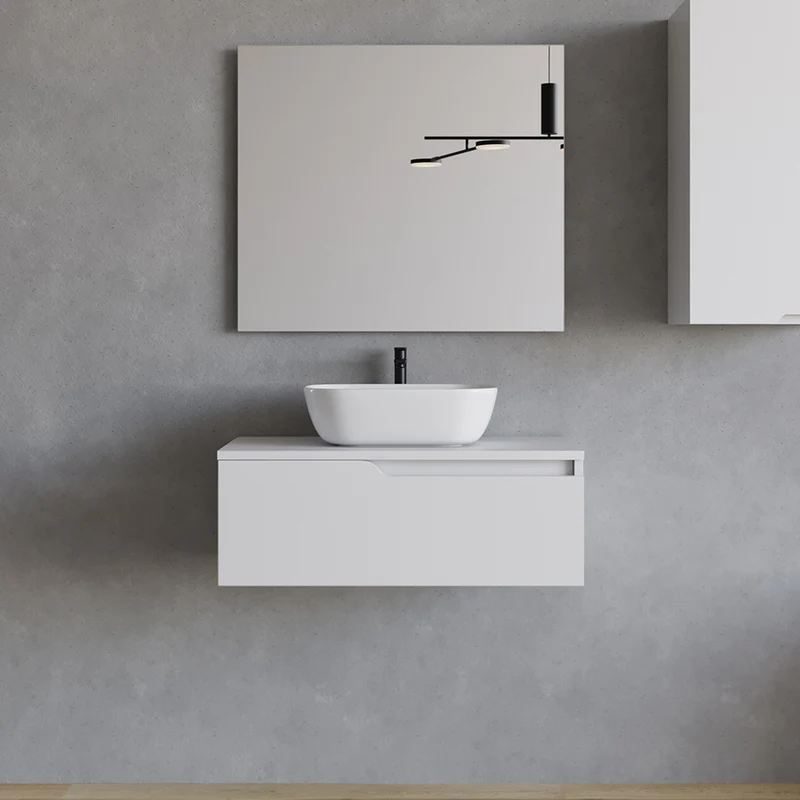 Meuble de salle de bain 80cm avec vasque à poser arrondie - 1 tiroir - CADIX