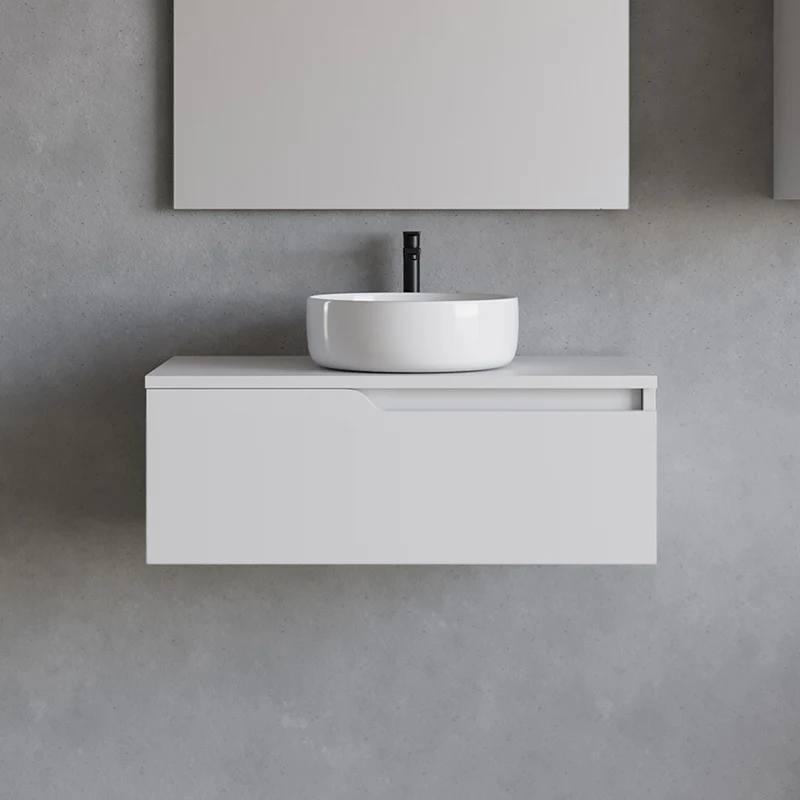 Meuble de salle de bain 80cm avec vasque à poser ronde - 1 tiroir - CADIX