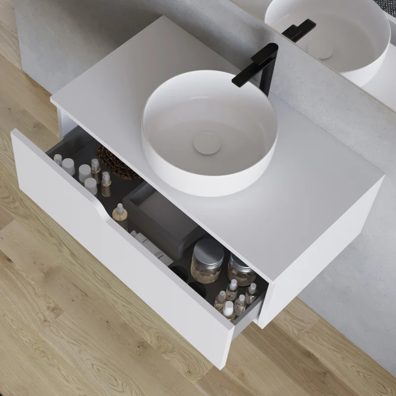 Vasque à poser ronde en céramique blanche - ARES - 37cm