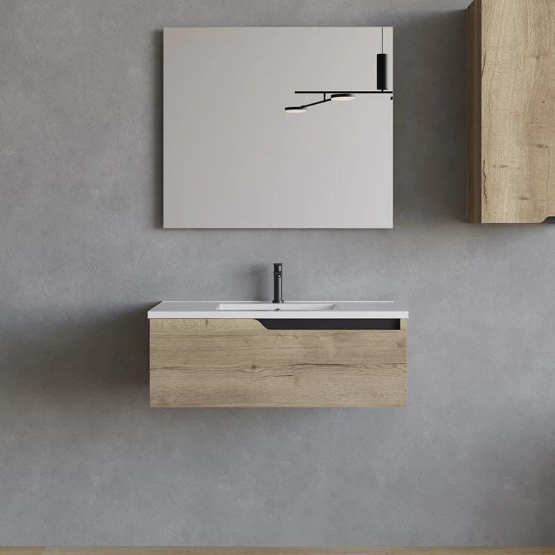 Meuble de salle de bain 80cm avec plan simple vasque - 1 tiroir - CADIX