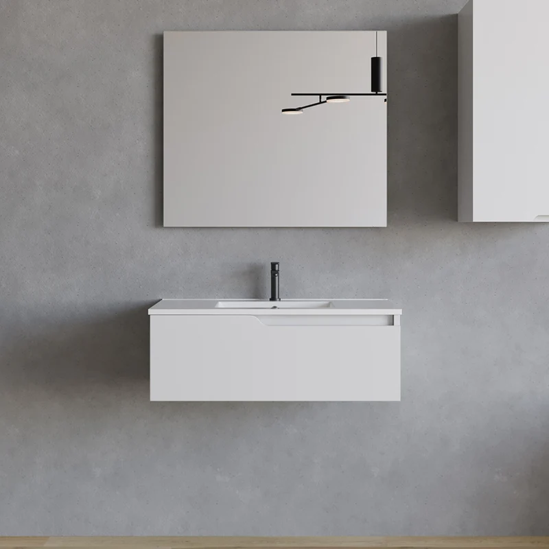 Meuble de salle de bain 80cm avec plan simple vasque - 1 tiroir - CADIX