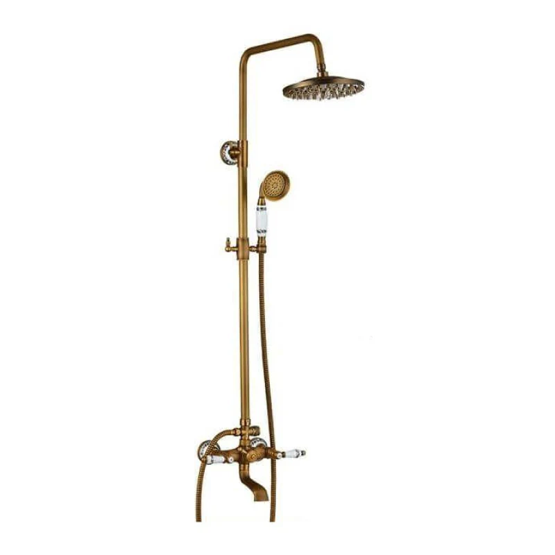 Columna de ducha para bañera retro FLORINA dorado envejecido