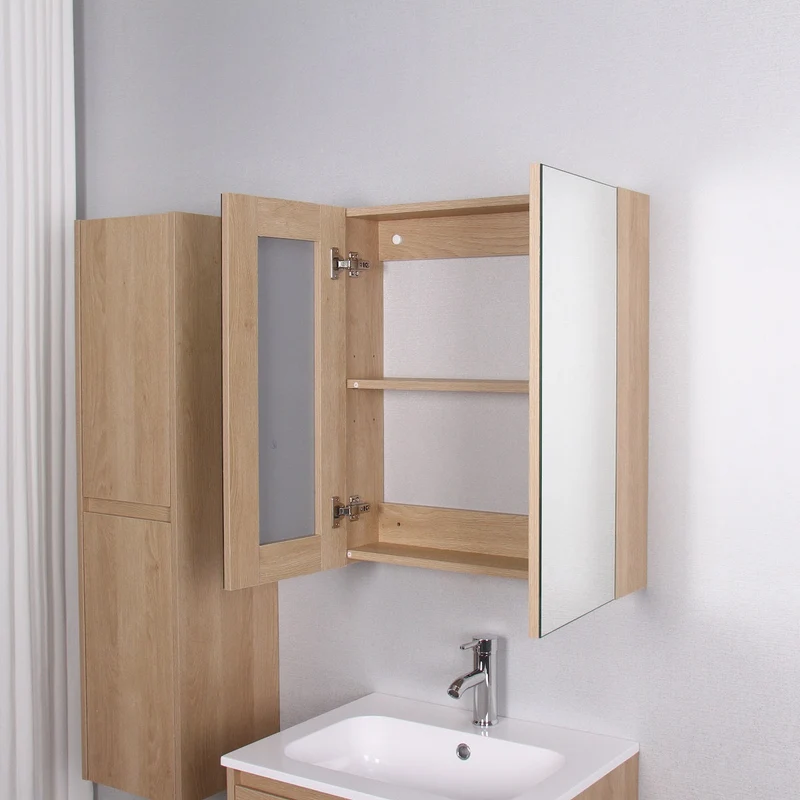 Armario espejo FORTINA ancho 60 cm roble claro