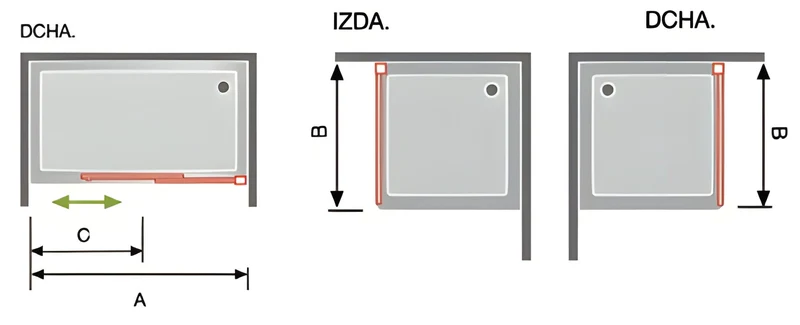 Mampara de ducha frontal/bañera + 2 Puertas Correderas KAAROL con Cristal serigrafiado