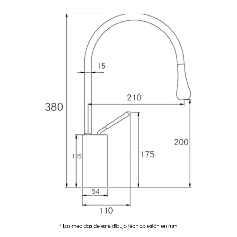 Grifo lavabo giratorio monomando CALGARY 38 negro mate