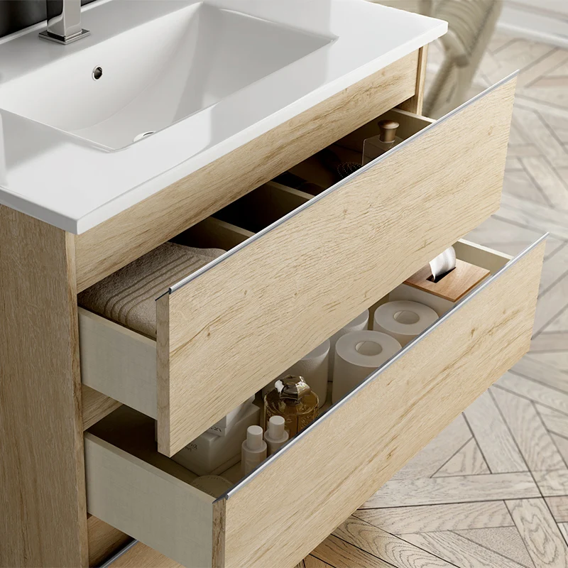 Meuble de salle de bain 100cm simple vasque - 3 tiroirs - PALMA