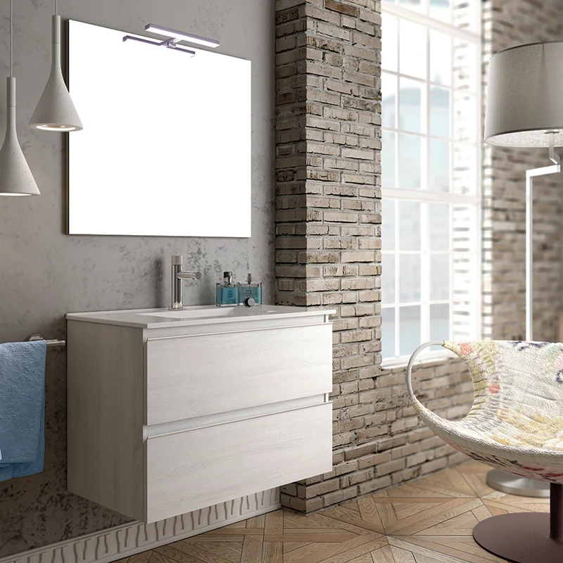 Meuble de salle de bain 80cm simple vasque - 2 tiroirs - BALEA