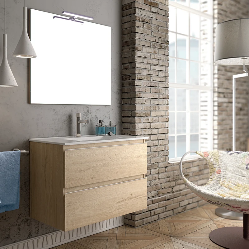 Meuble de salle de bain 80cm simple vasque - 2 tiroirs - BALEA