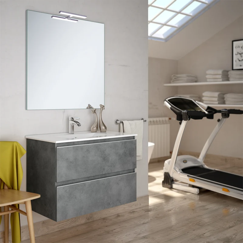 Meuble de salle de bain 80cm simple vasque - 2 tiroirs - BALEA