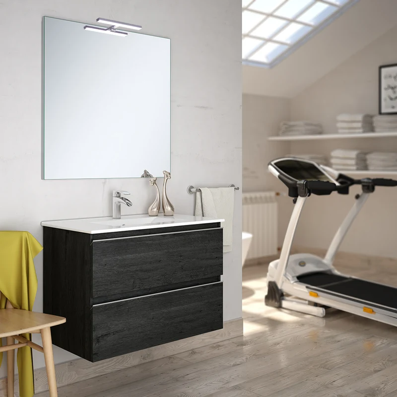 Meuble de salle de bain 80cm simple vasque - 2 tiroirs - BALEA