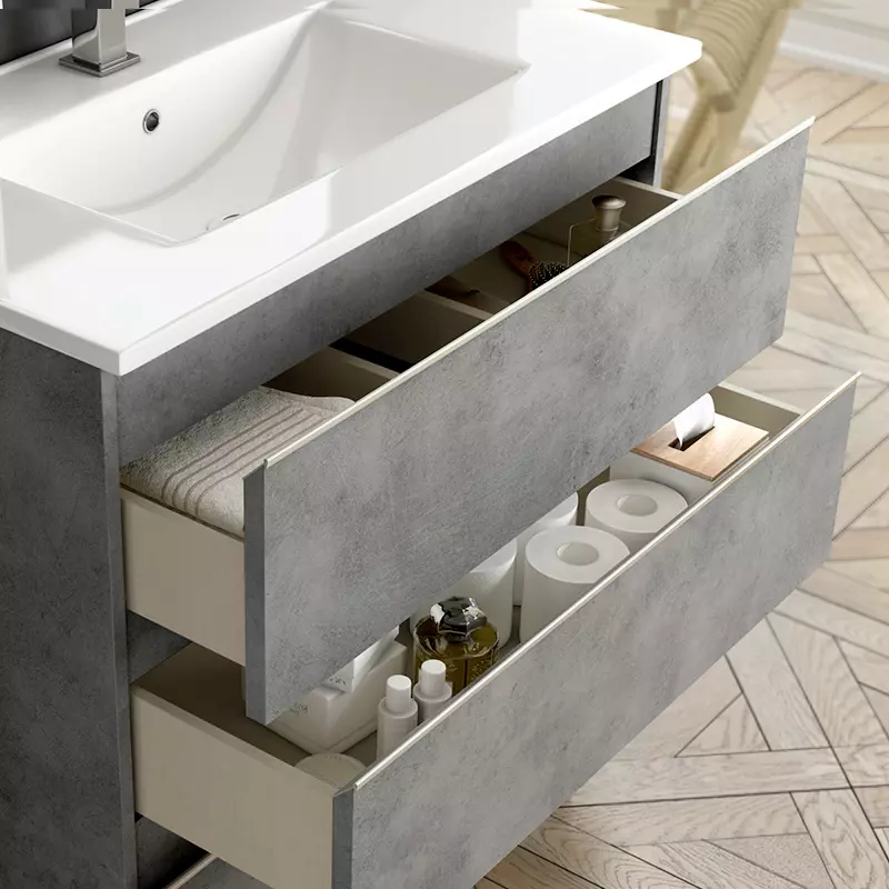 Meuble de salle de bain 60cm simple vasque - 2 tiroirs - BALEA