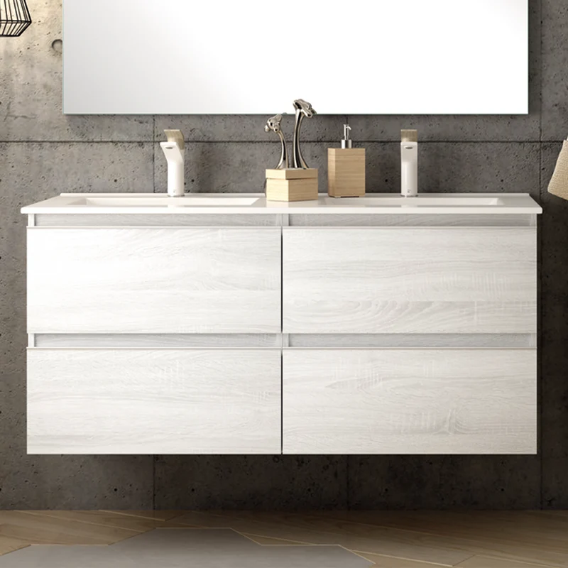 Meuble de salle de bain 140cm double vasque - 4 tiroirs - BALEA