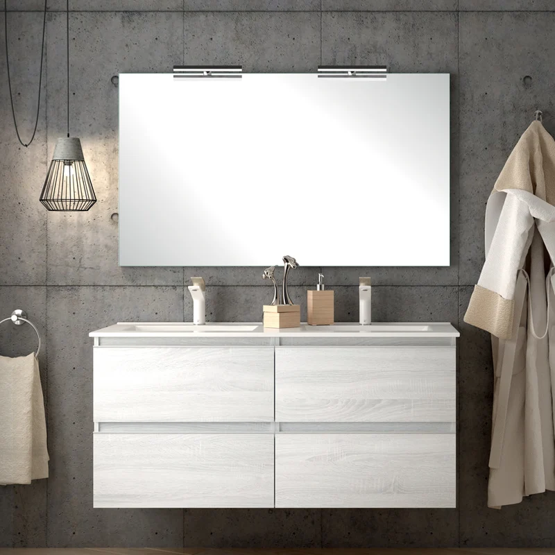Meuble de salle de bain 140cm double vasque - 4 tiroirs - BALEA