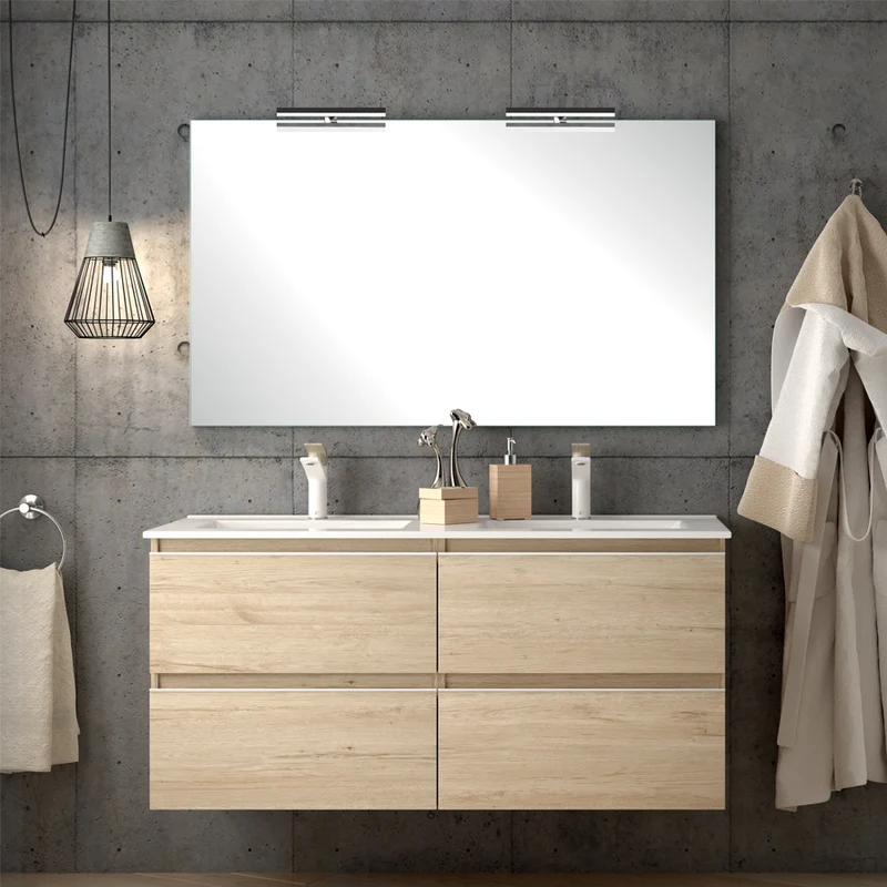 Meuble de salle de bain 140cm double vasque - 4 tiroirs - BALEA