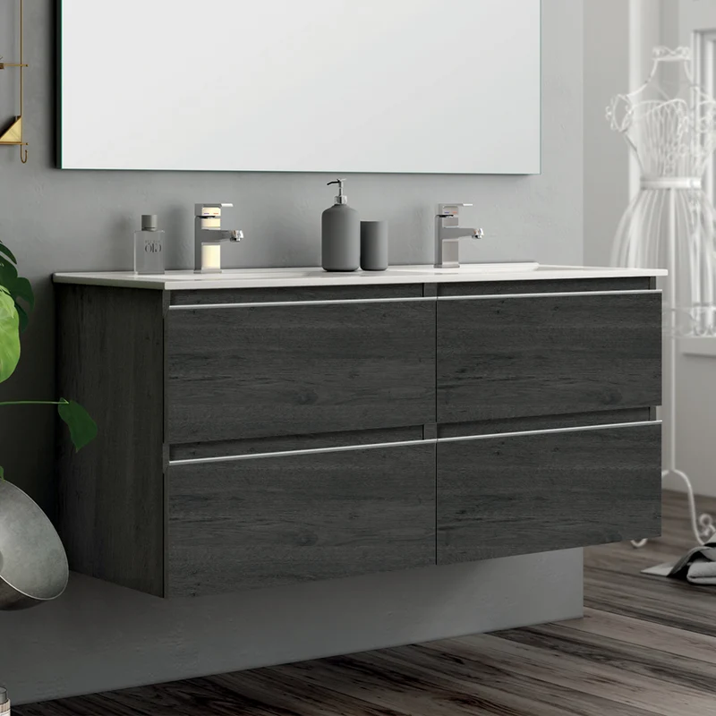 Meuble de salle de bain 140cm double vasque - 4 tiroirs - BALEA