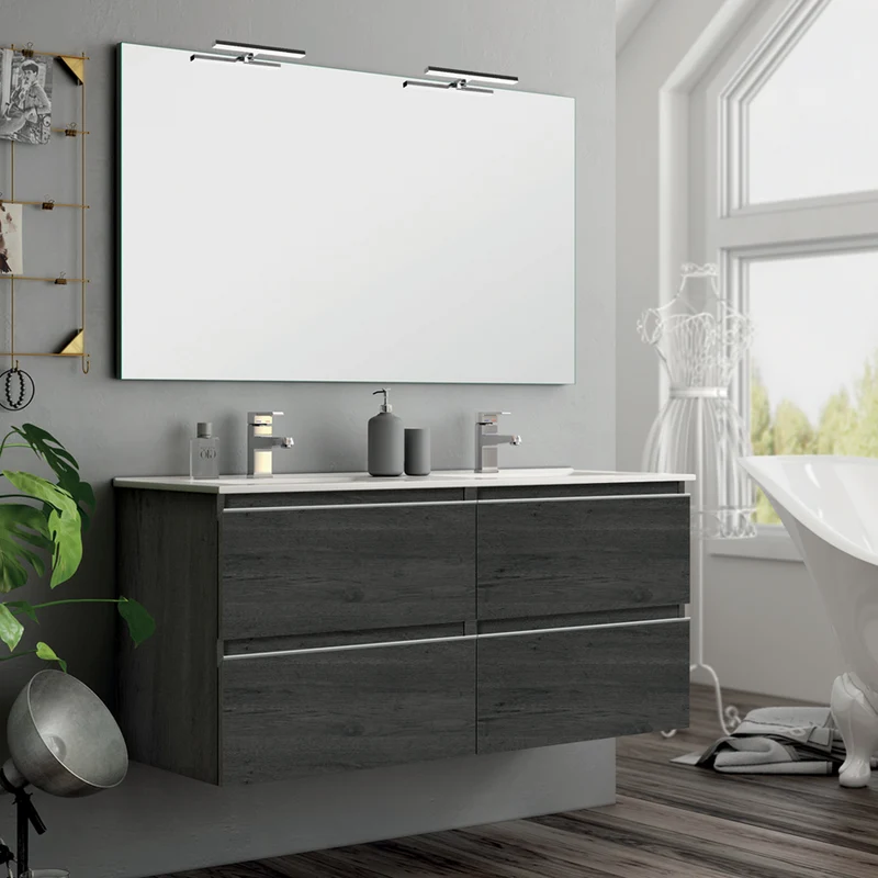 Meuble de salle de bain 140cm double vasque - 4 tiroirs - BALEA