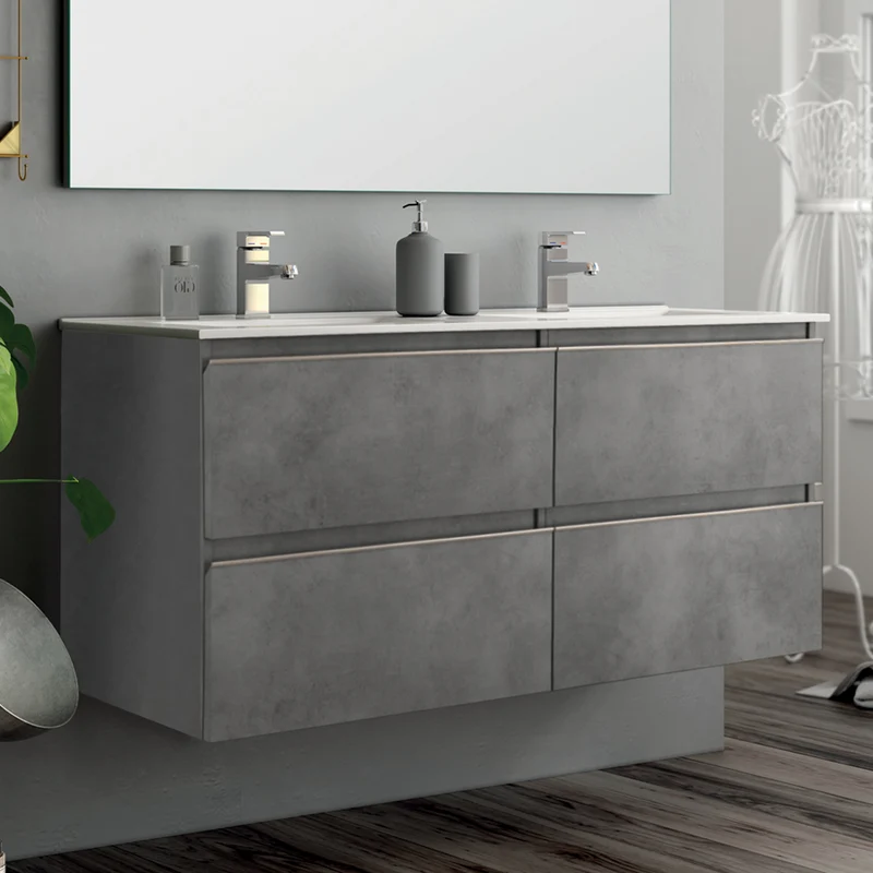 Meuble de salle de bain 140cm double vasque - 4 tiroirs - BALEA