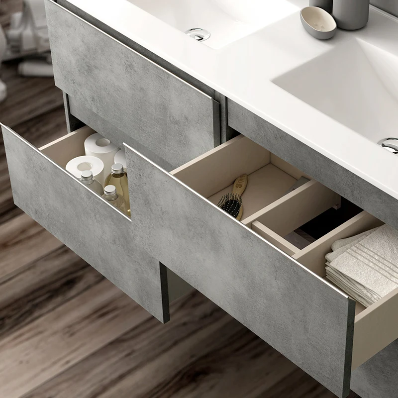 Meuble de salle de bain 140cm double vasque - 4 tiroirs - BALEA