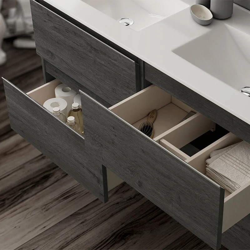 Meuble de salle de bain 140cm double vasque - 4 tiroirs - BALEA