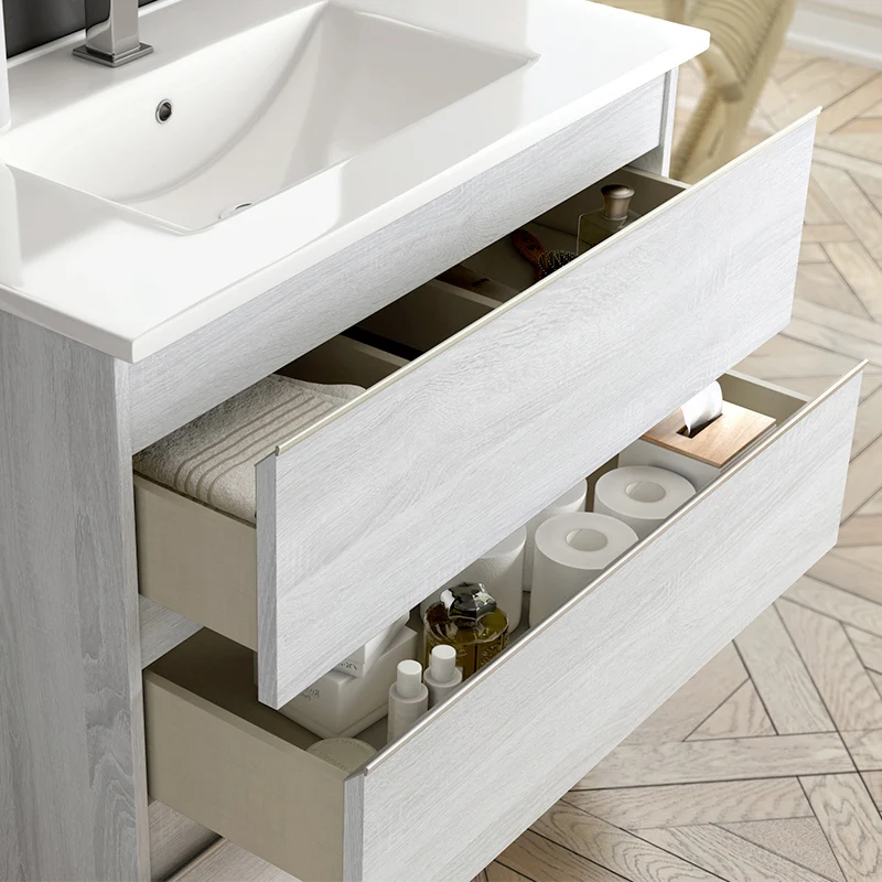 Meuble de salle de bain 70cm simple vasque - 3 tiroirs - PALMA