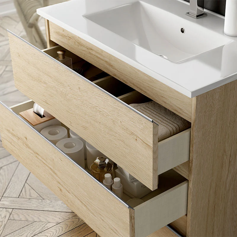 Meuble de salle de bain 100cm simple vasque - 2 tiroirs - BALEA