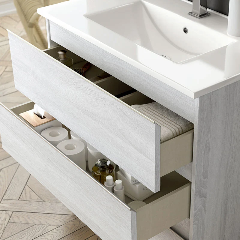 Meuble de salle de bain 100cm simple vasque - 2 tiroirs - BALEA