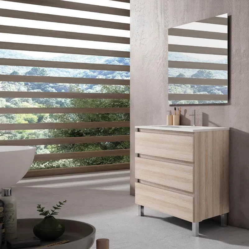 Mueble Lavabo BOX con patas 3 y 6 cajones