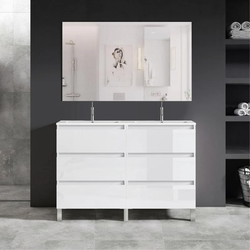 Mueble Lavabo BOX con patas 3 y 6 cajones